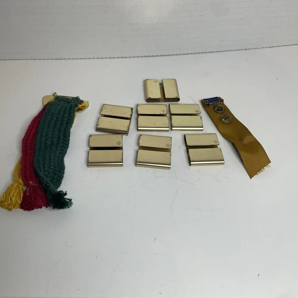 Boy Scout BSA belt loop slides, skill awards Lot 7 Webelos Ribbons Badges Pins